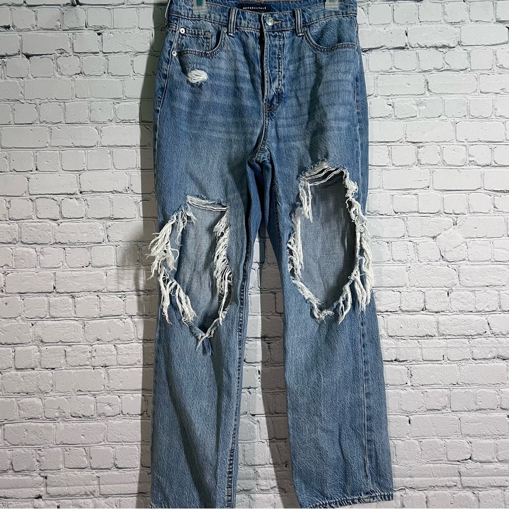 Women's Distressed Blue Jeans